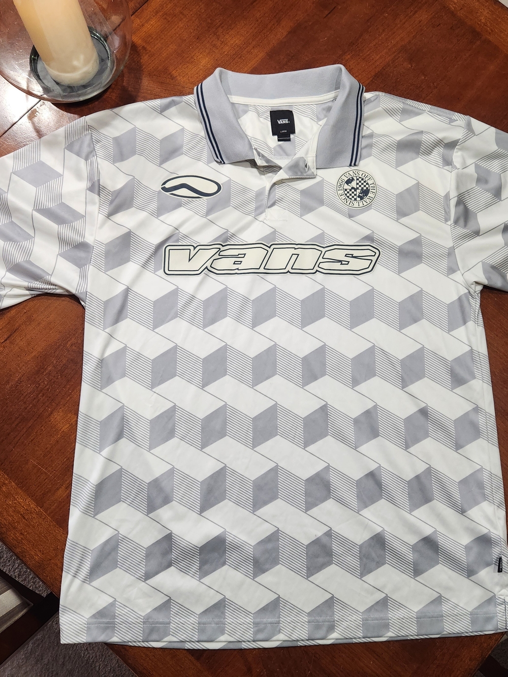 Vans Rigsby Soccer Men’s White and Light Gray Geometric Polo